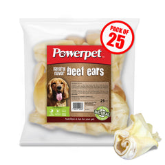Powerpet Beef Ears close-up chew showing natural texture for a tasty dog snack