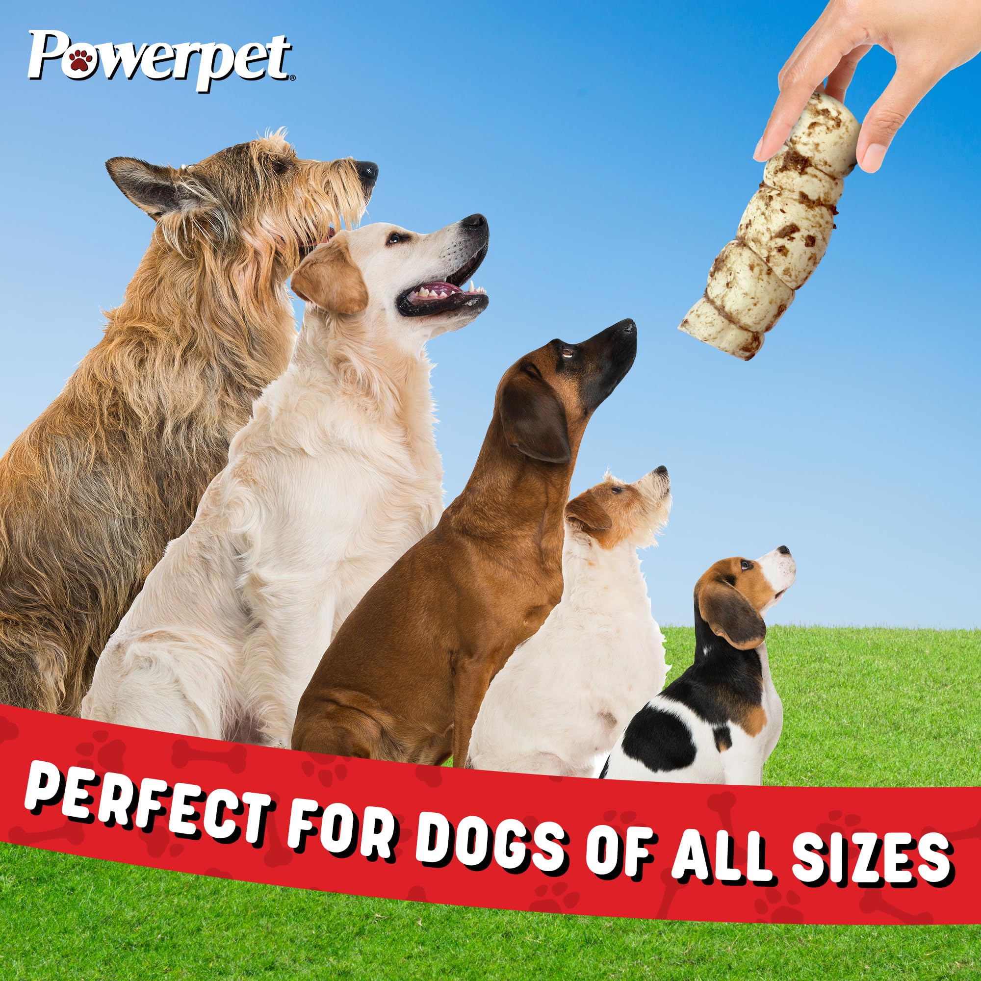 Powerpet Treats Bully Beef Cheek Rolls flavor sprinkle closeup highlights bully flavor