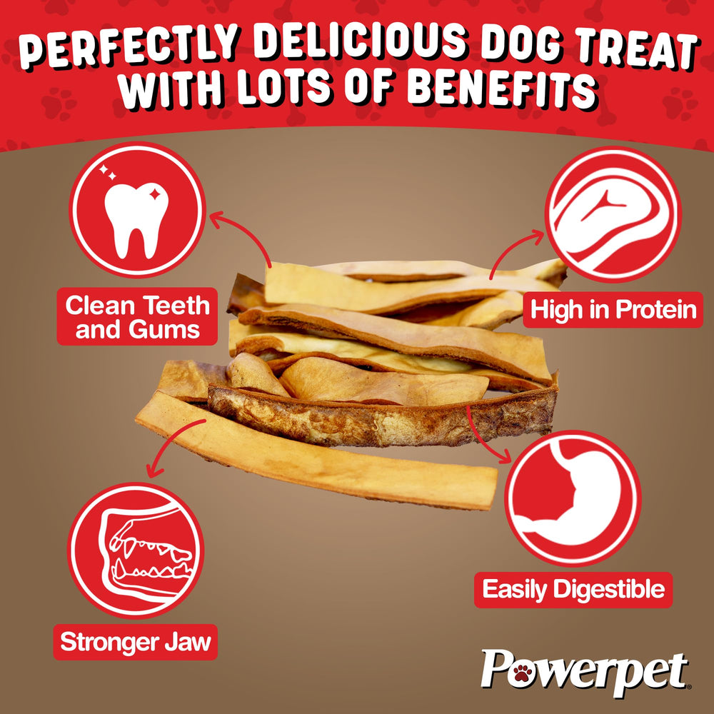 Powerpet Treats smoked beef jerky skin texture emphasizes a long lasting chew.