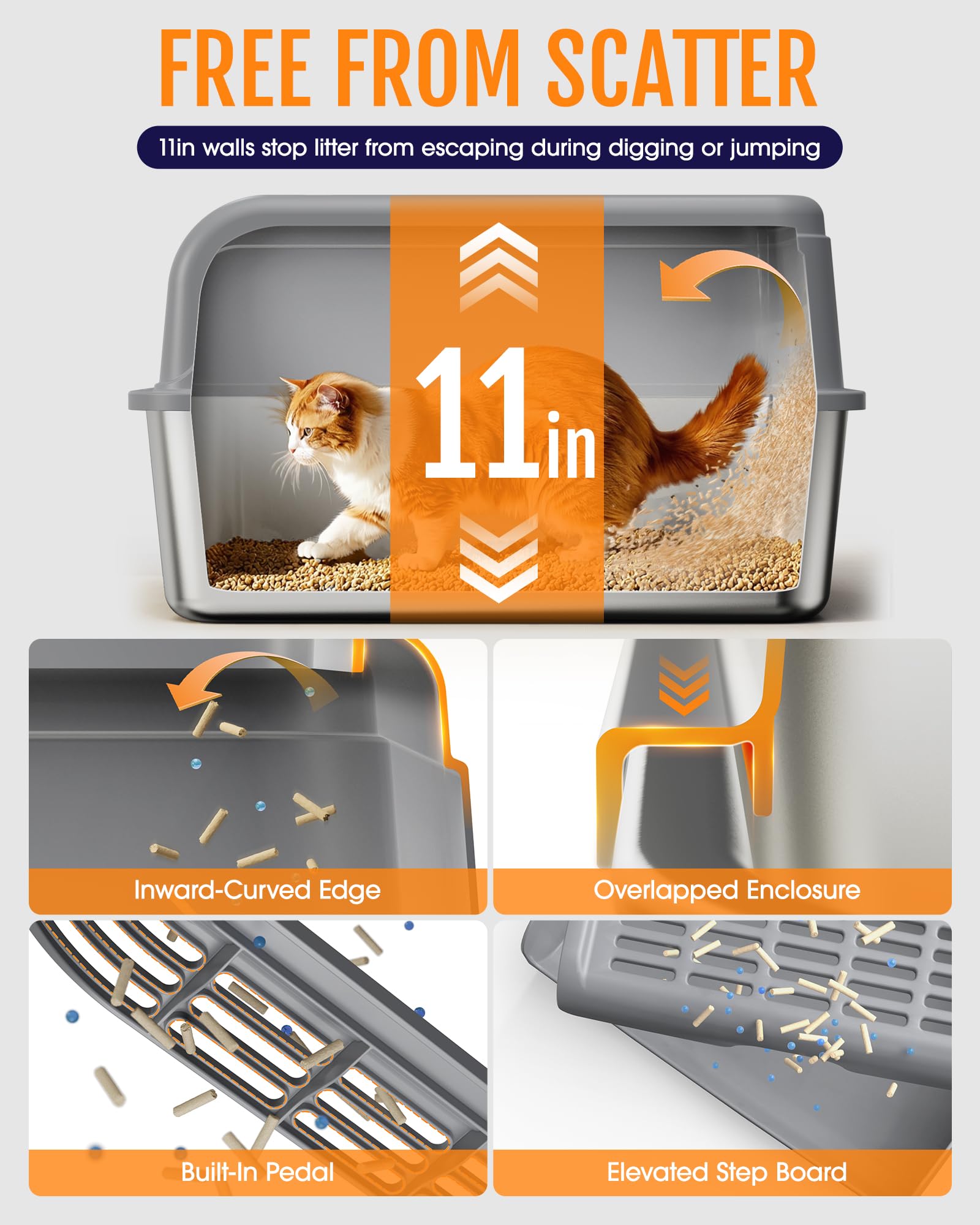 Powools anti-slip bottom pads stabilize the box on smooth floors.