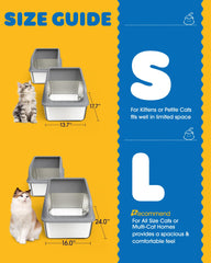 Powools cat litter box with scoops hangs on rim for quick access.