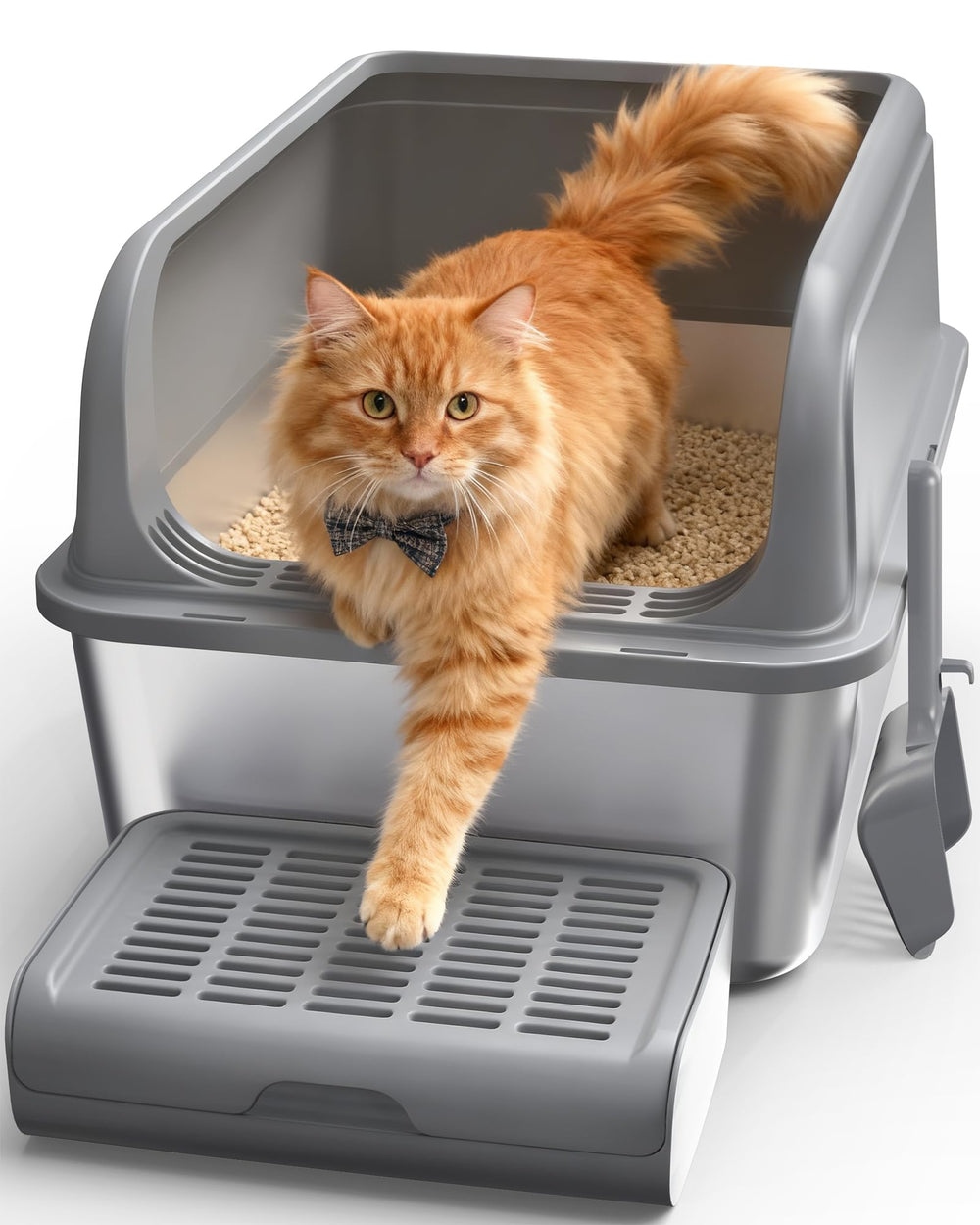 Powools Cat Litter Box top-entry opening offers easy scooping and cat-friendly access.