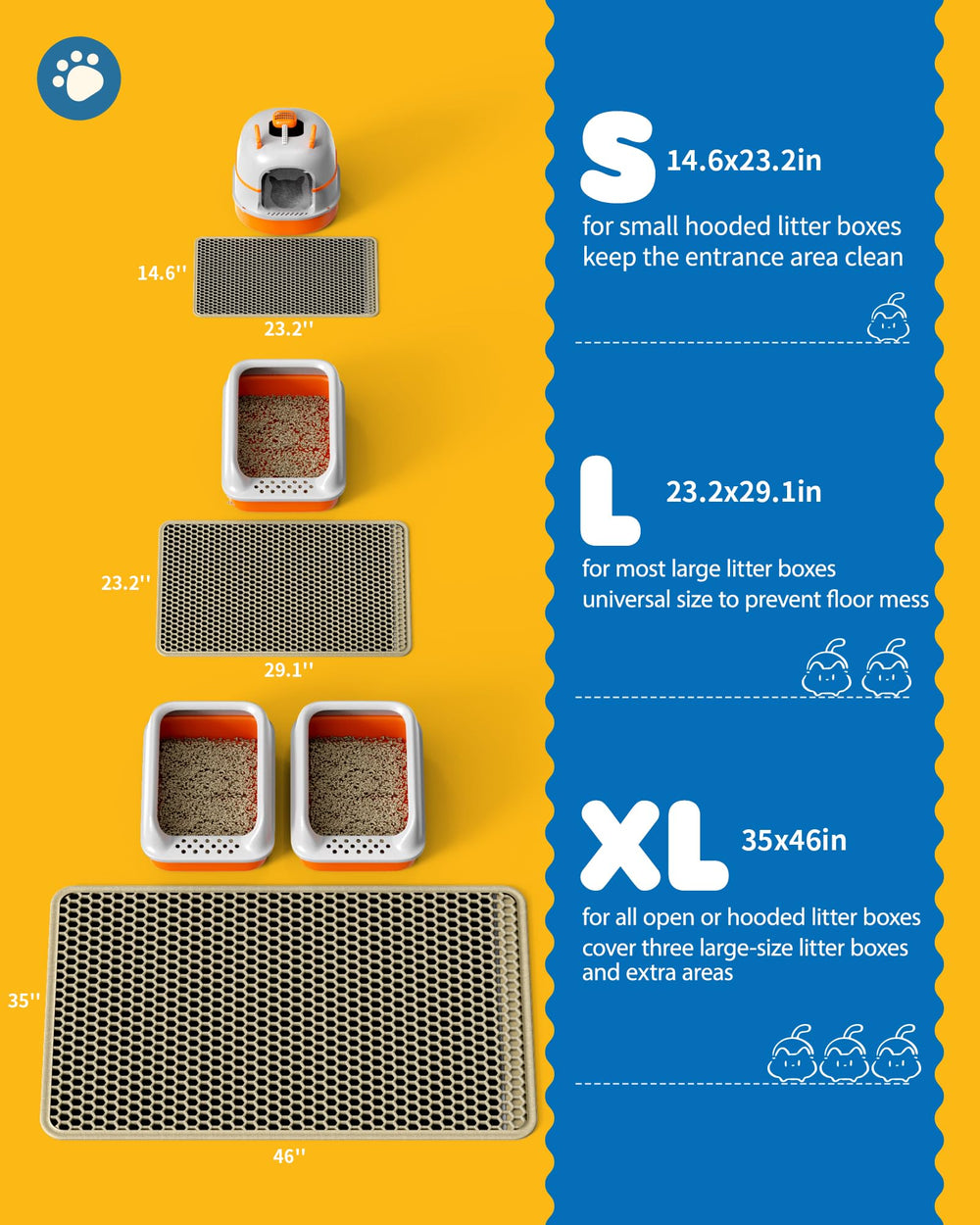 Powools Cat Litter Mat Beige doubles as a feeding mat under bowls for spills.