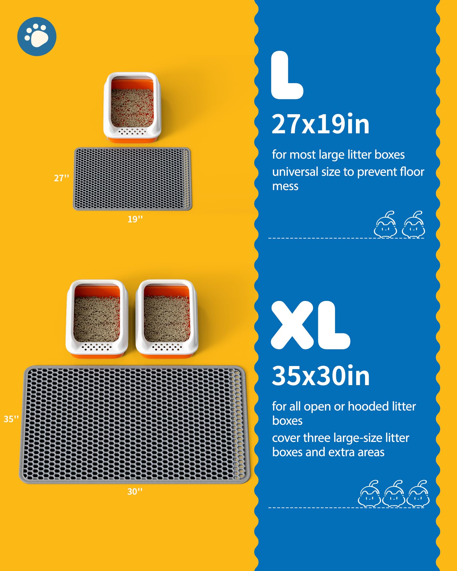 Powools cat litter mat bottom layer securely captures debris for easy disposal.