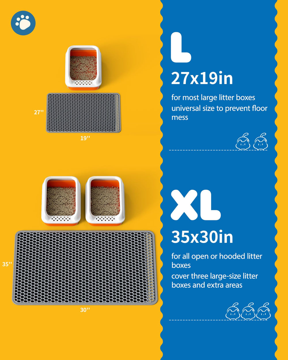 Powools cat litter mat bottom layer securely captures debris for easy disposal.