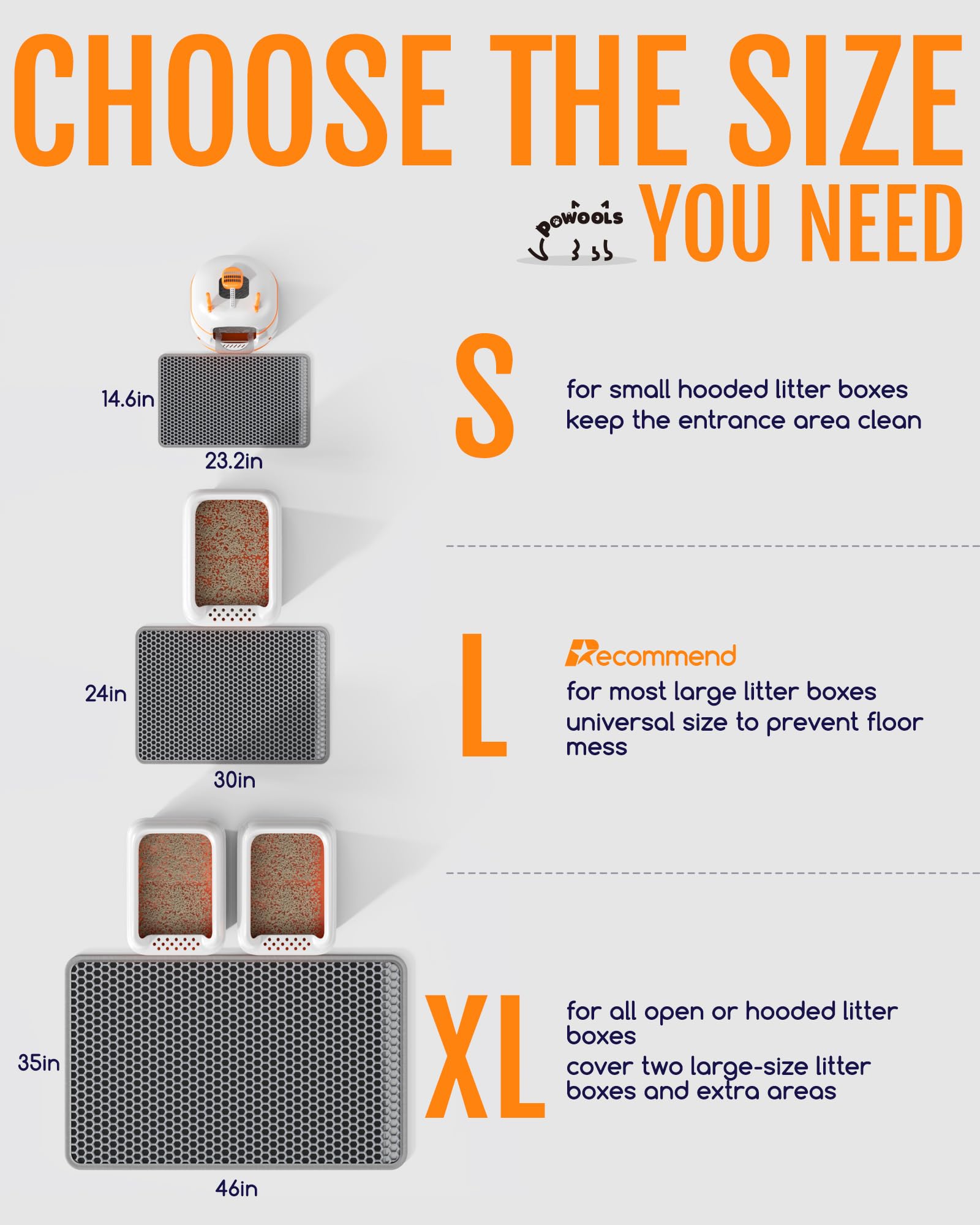 Powools cat litter mat bottom layer stores litter scraped from paws for quick disposal.