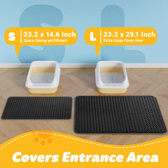 Powools cat litter mat bottom view highlights waterproof base preventing urine with anti-slip backing.