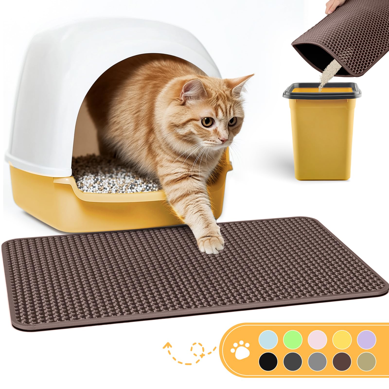 Powools cat litter mat with double-layer honeycomb top traps litter from the entrance view
