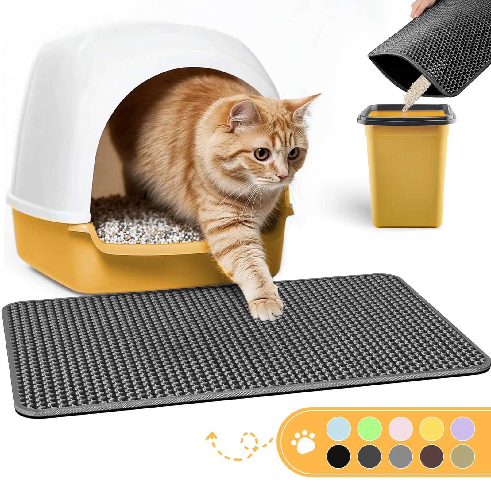 Powools cat litter mat double-layer trap front view captures litter and aids disposal