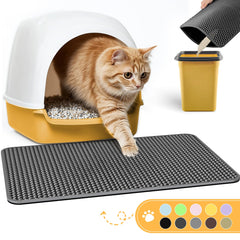 Powools cat litter mat double-layer trap front view captures litter and aids disposal