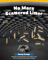 Powools double-layer mat with honeycomb layer captures litter while the leakproof bottom protects floors.