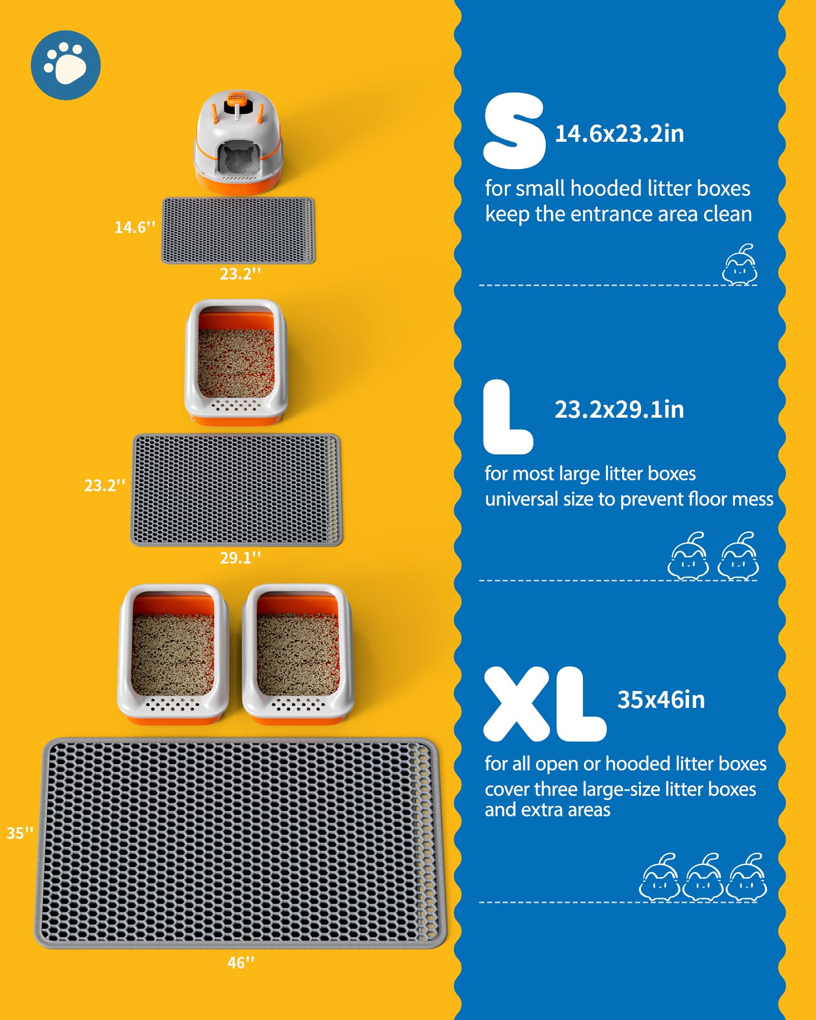 Powools cat litter mat easy-clean surface simplifies maintenance