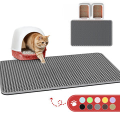 Powools cat litter mat front view shows large coverage trapping litter and protecting floors.