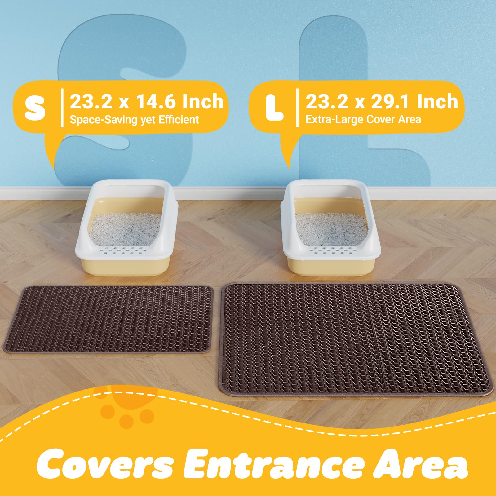 Powools cat litter mat side-opening design enables easy pour-back into the box