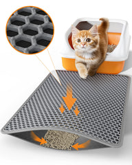 Powools cat litter mat top layer honeycomb traps loose litter for cleaner floors.