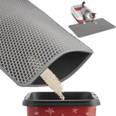 Powools cat litter mat top layer honeycomb traps litter and reduces tracking.