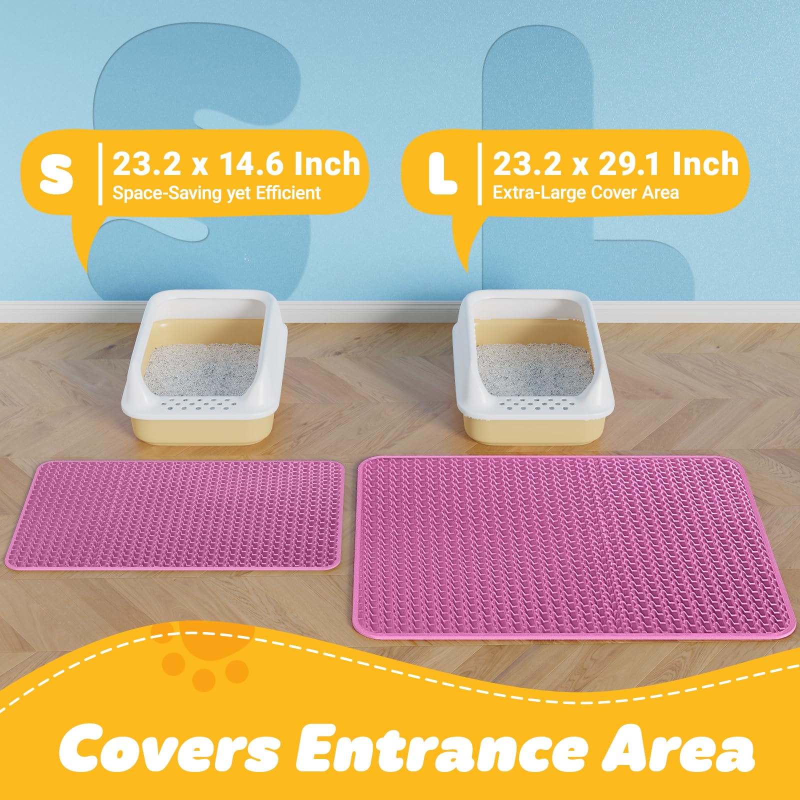 Powools Cat Litter Mat waterproof bottom and anti-slip design protects floors.