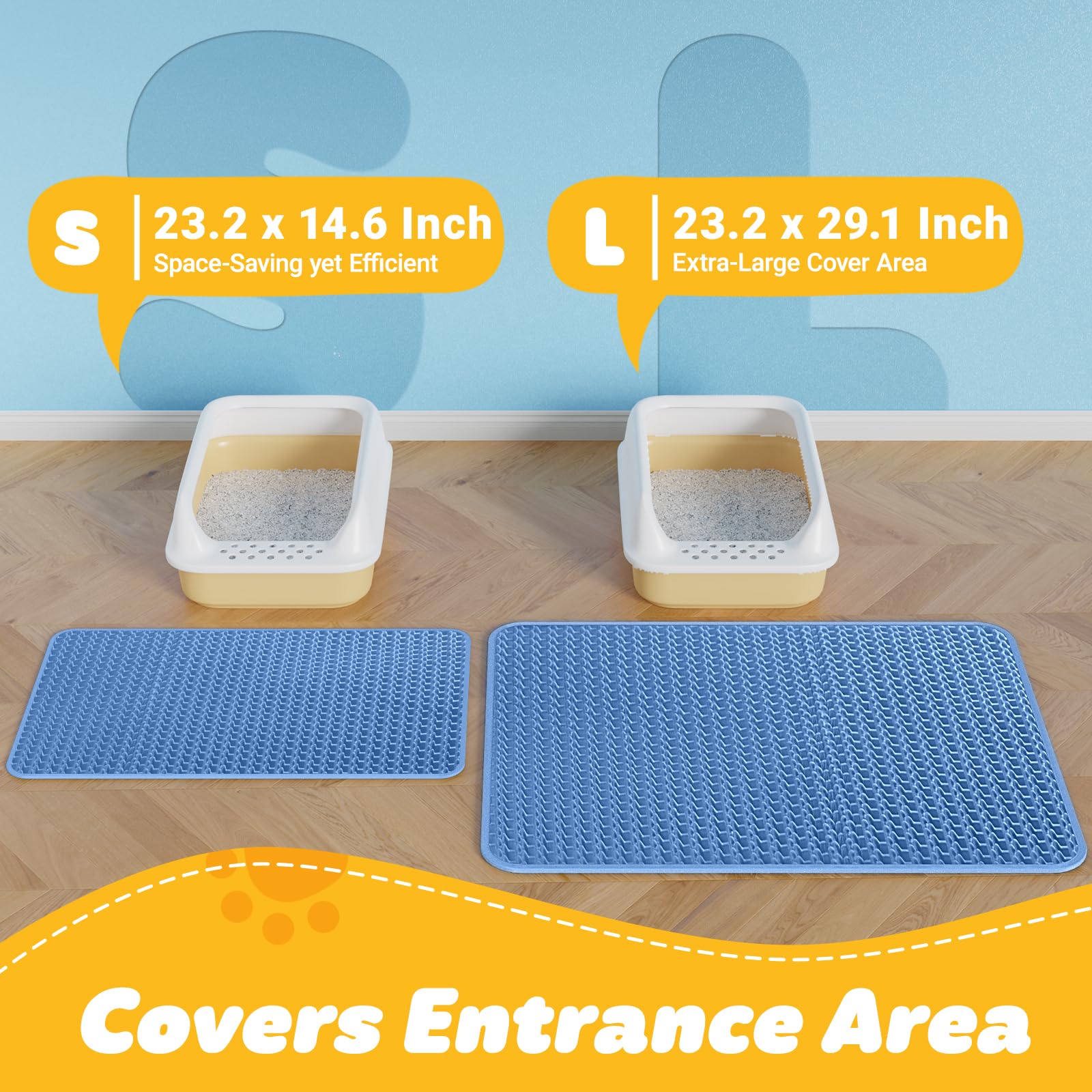 Powools cat litter mat waterproof bottom prevents leaks and protects floors.