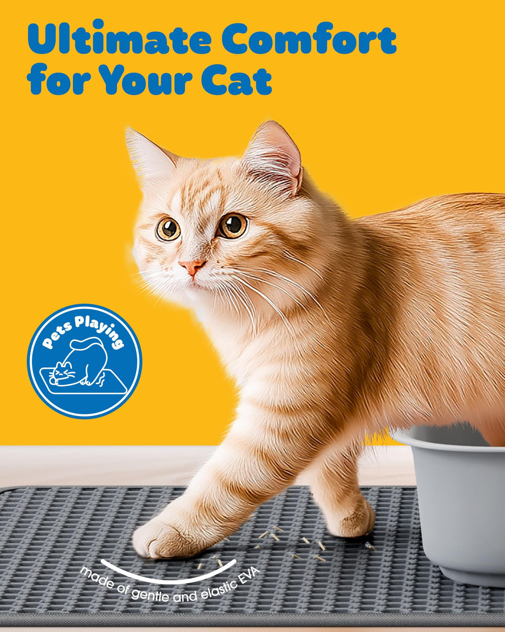 Powools cat litter mats soft EVA material resists scratches while protecting paws.