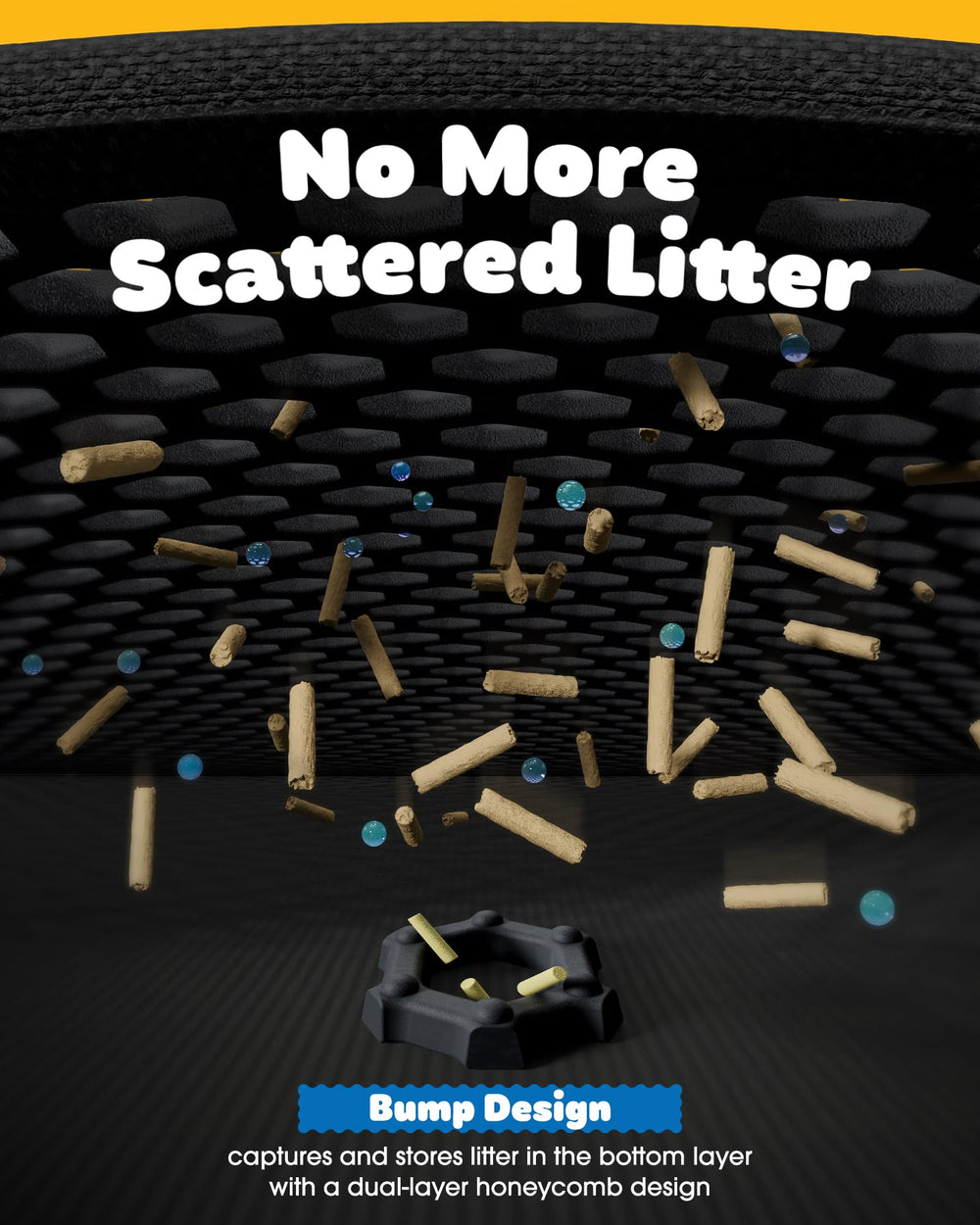 Powools litter mat double layer closeup highlights honeycomb trap and bottom