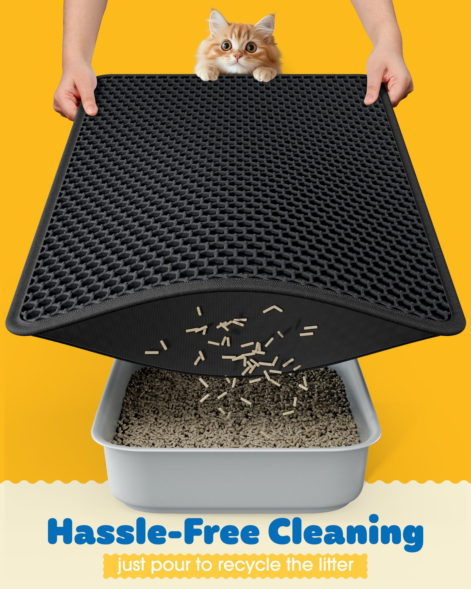 Powools litter mat waterproof bottom keeps floors dry