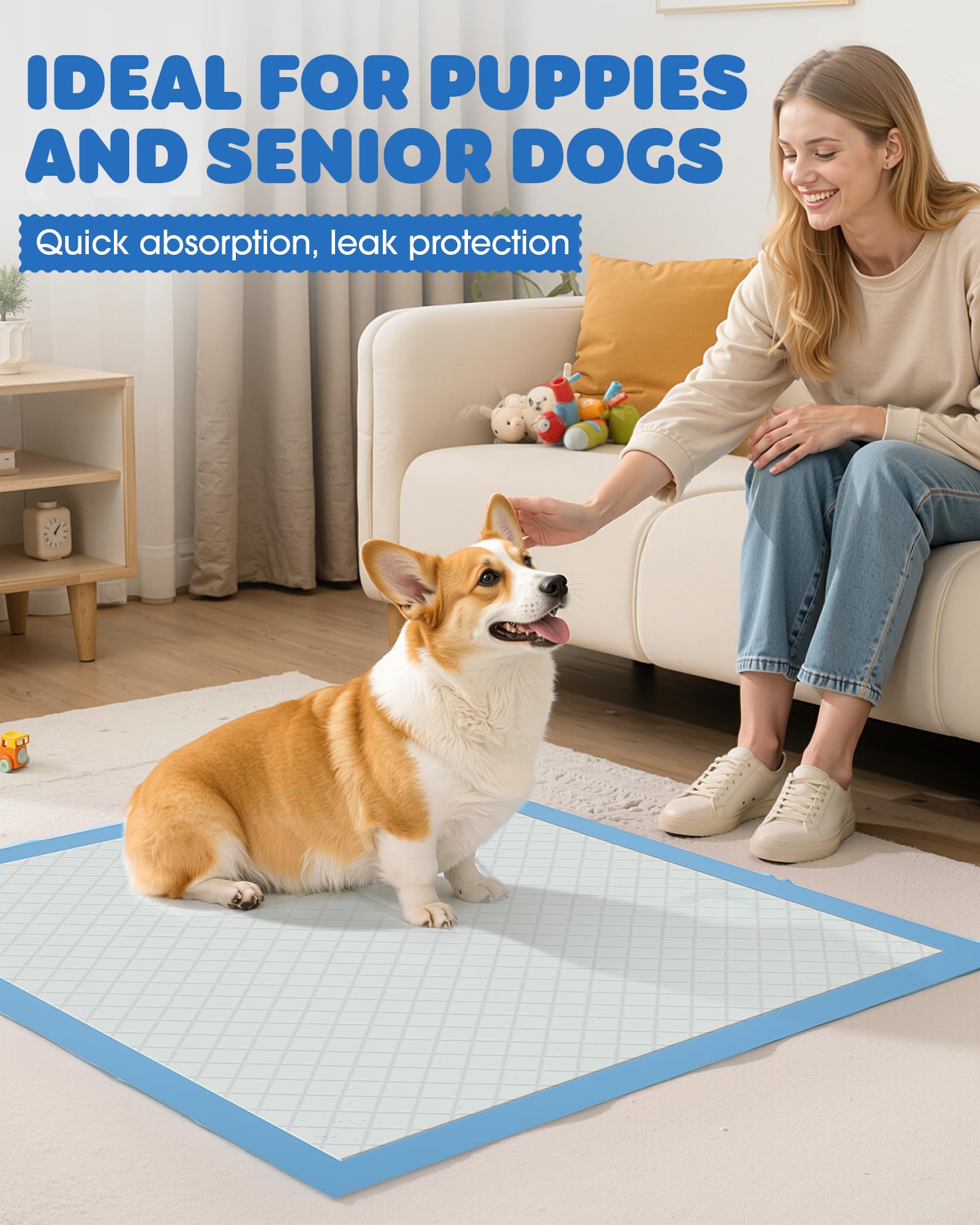 Powools puppy pad suited for multi-pet use including cats and rabbits.