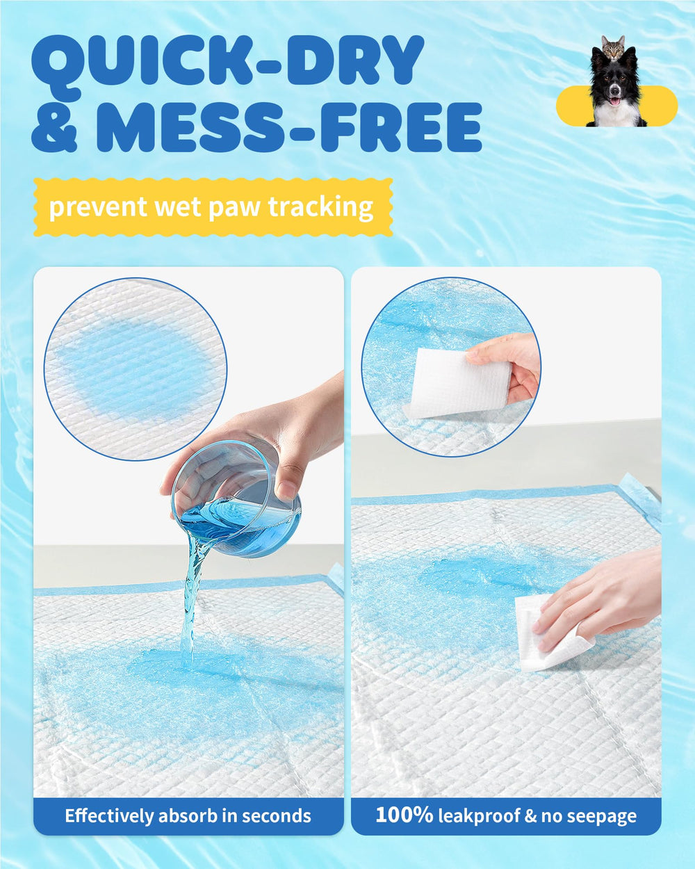 Powools puppy pad quilted surface helps contain spills and messes.