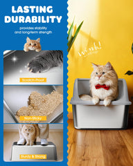 Powools stainless steel litter box interior with smooth non-stick surface