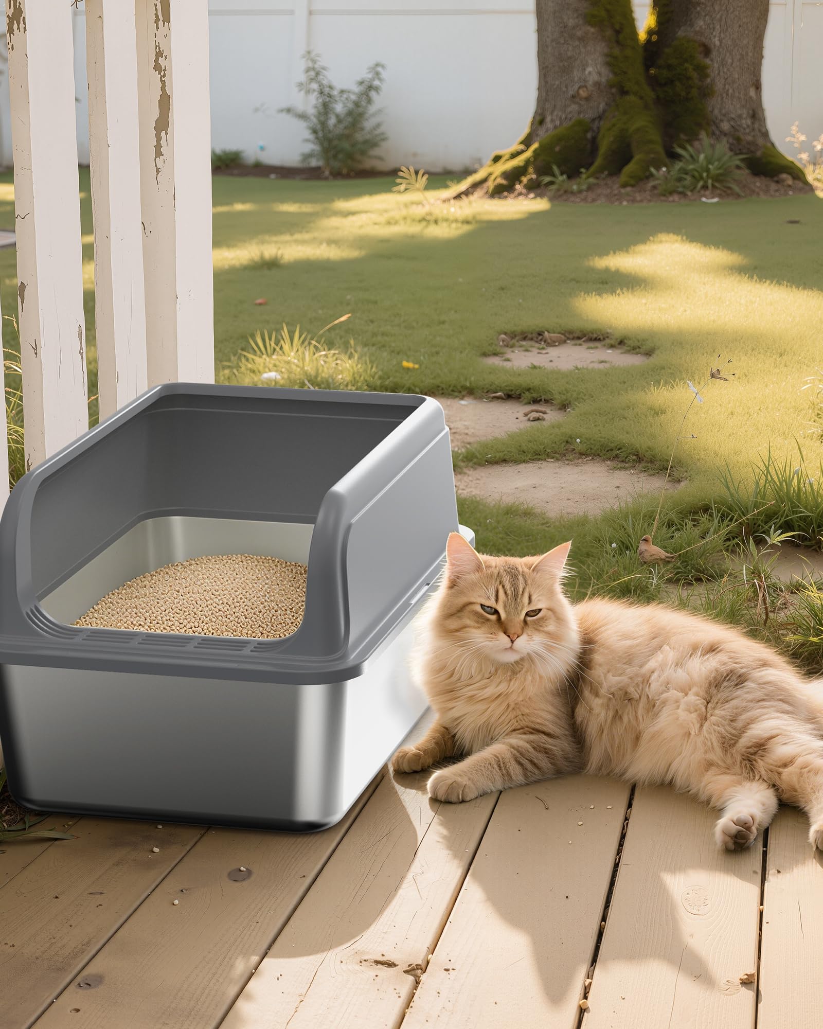 Powools tight buckle and anti-slip pads keep litter box stable.