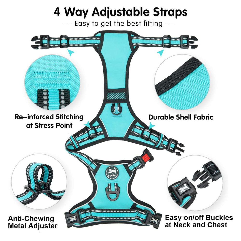 PoyPet No Pull Harness padded handle for easy seat belt attachment