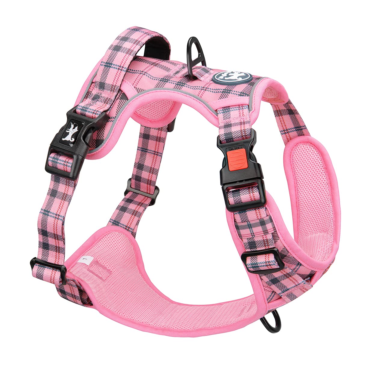 PoyPet No-Pull Harness back D-ring enables relaxed leash handling