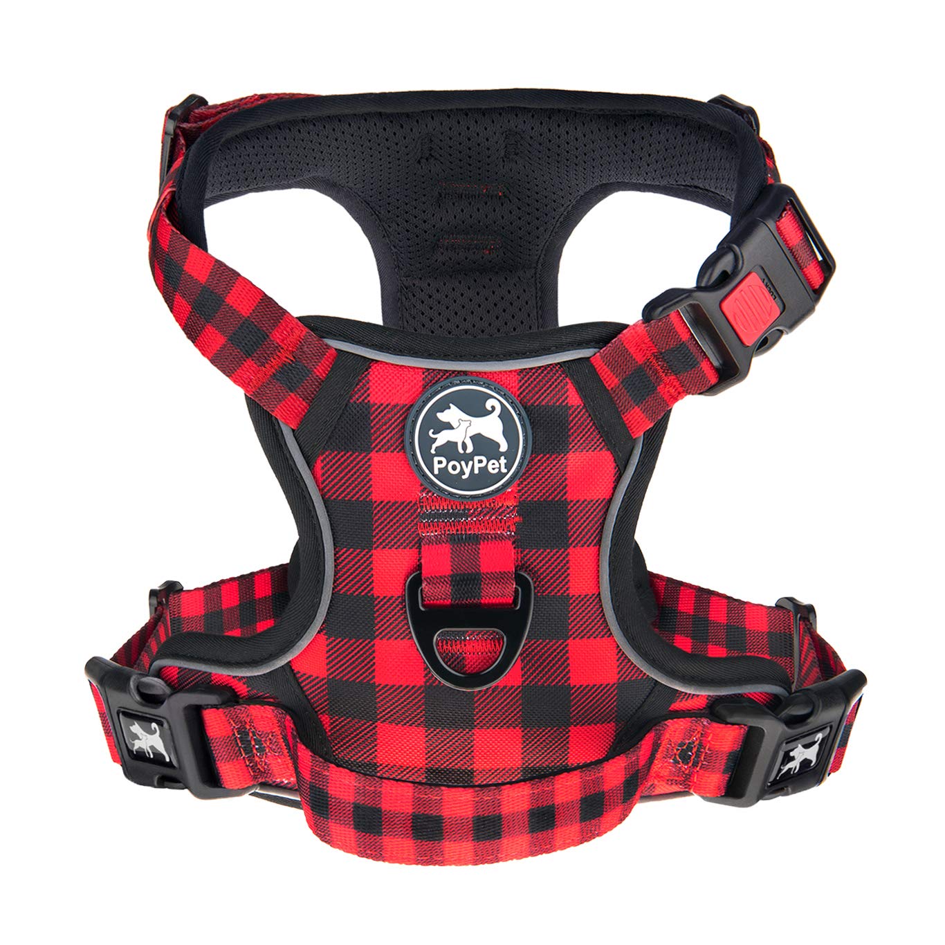 PoyPet No Pull Harness with three release buckles for easy on off and secure fit