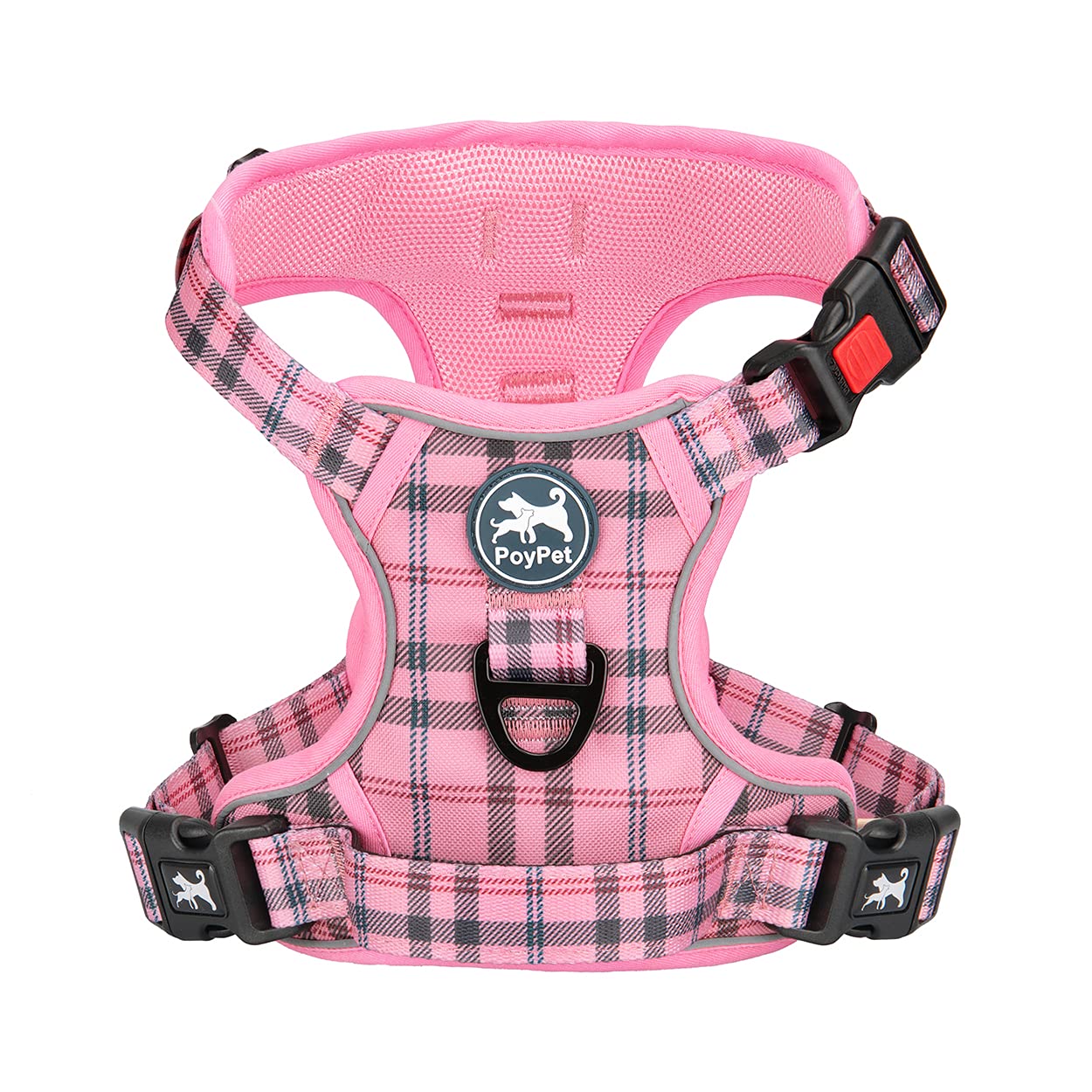 PoyPet No-Pull Harness front D-ring for safer, controlled walks