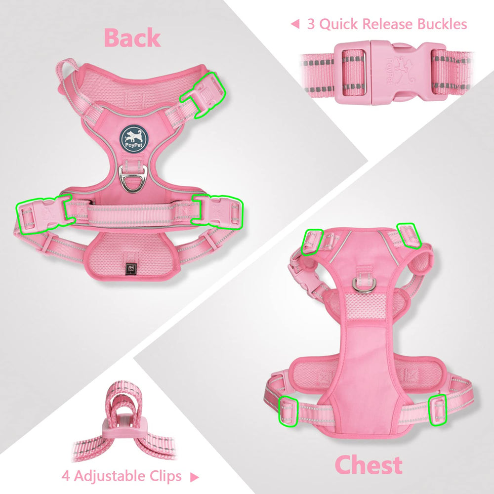 PoyPet No Pull Harness quick-release buckles for easy on/off.