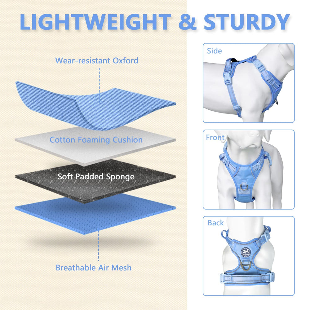 PoyPet No-Pull Harness reflective strip boosts visibility during night walks.