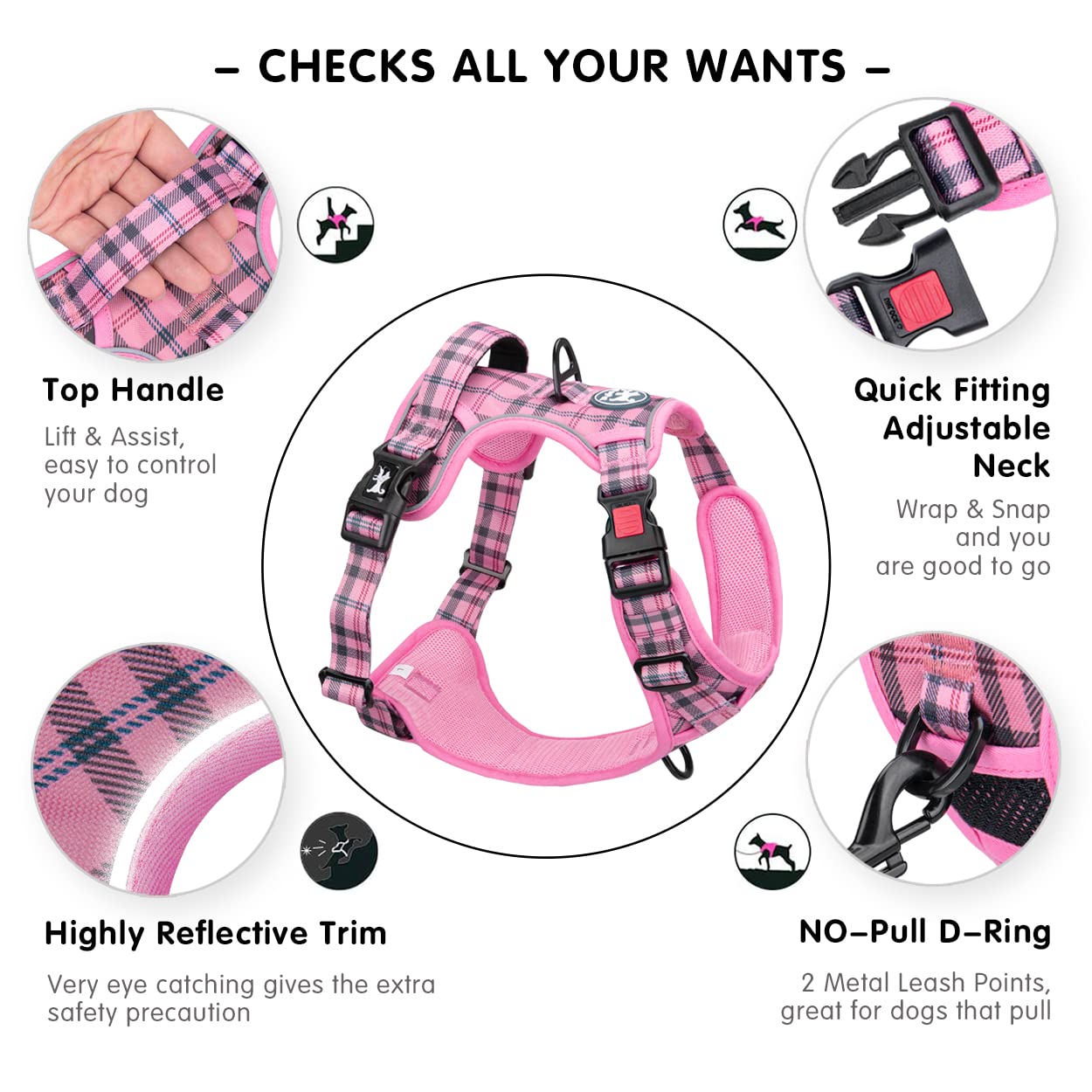 PoyPet No-Pull Harness soft-control handle aids calm guidance