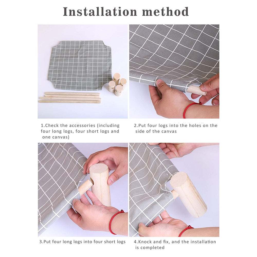 Pozico cat dog cot in gray grid fabric suitable for indoor or outdoor use