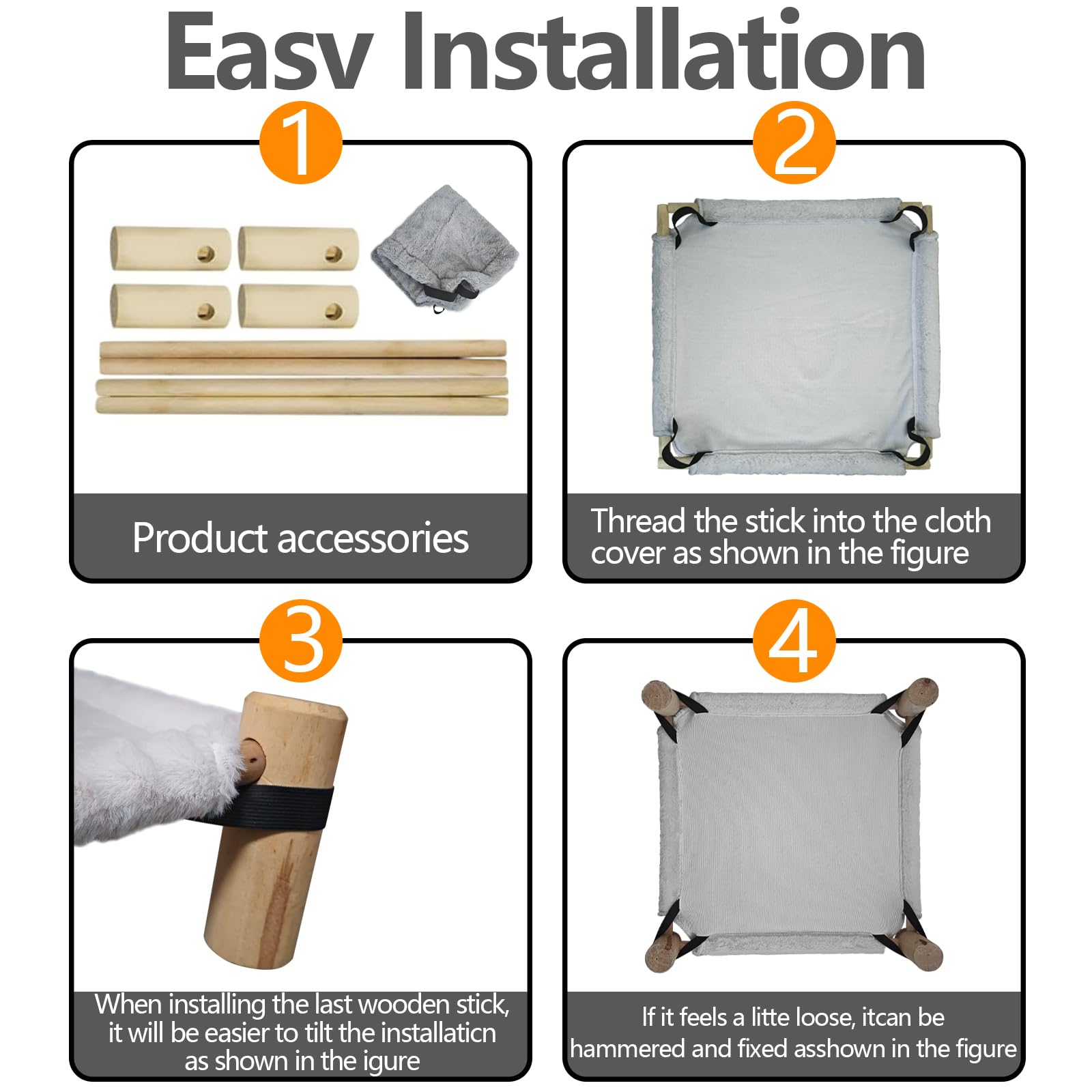 Pozico Cat Hammock Bed removable cover demonstrates easy machine-wash care.