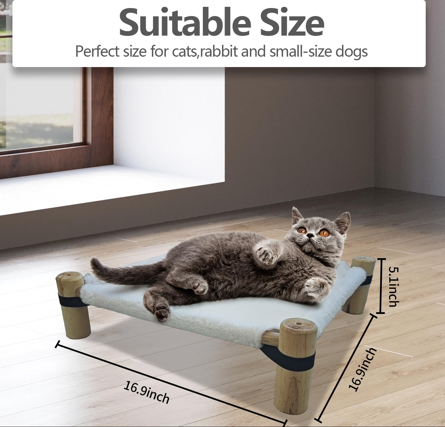 Pozico Cat Hammock Bed side view highlights elevated design for cleaner off-floor comfort.