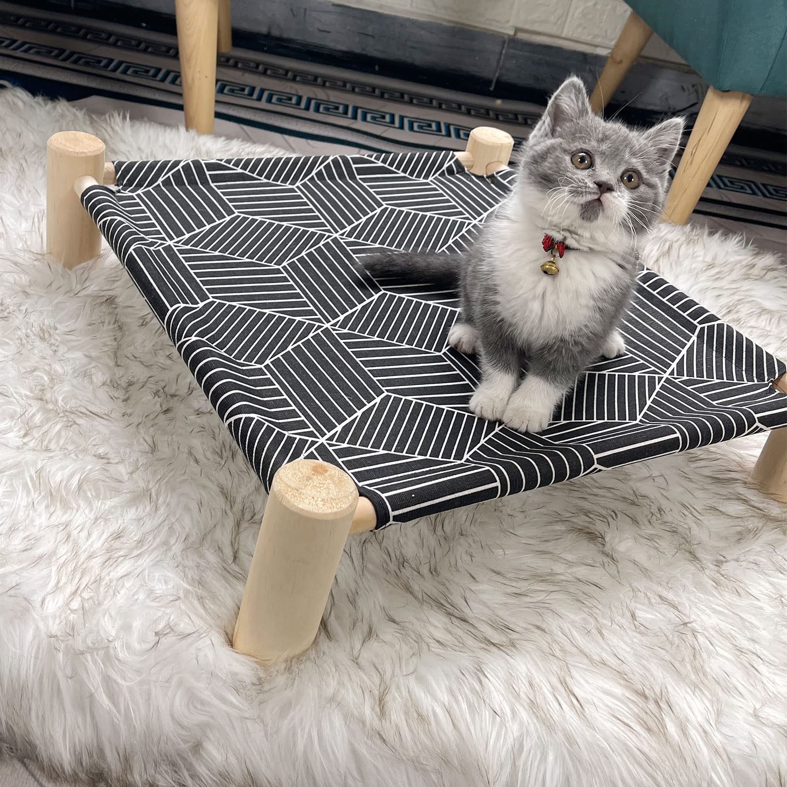 Pozico elevated pet bed wooden frame highlighting sturdy support for long use