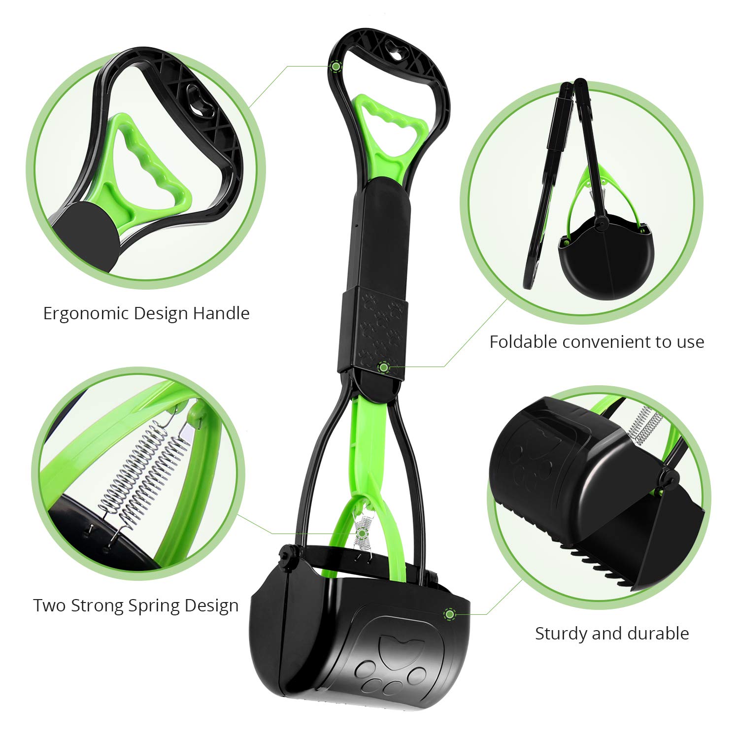 PPOGOO foldable design pooper scooper compact for travel and storage.