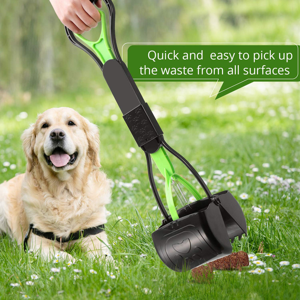 PPOGOO multi-purpose pooper scooper cleans grass, concrete and gravel.