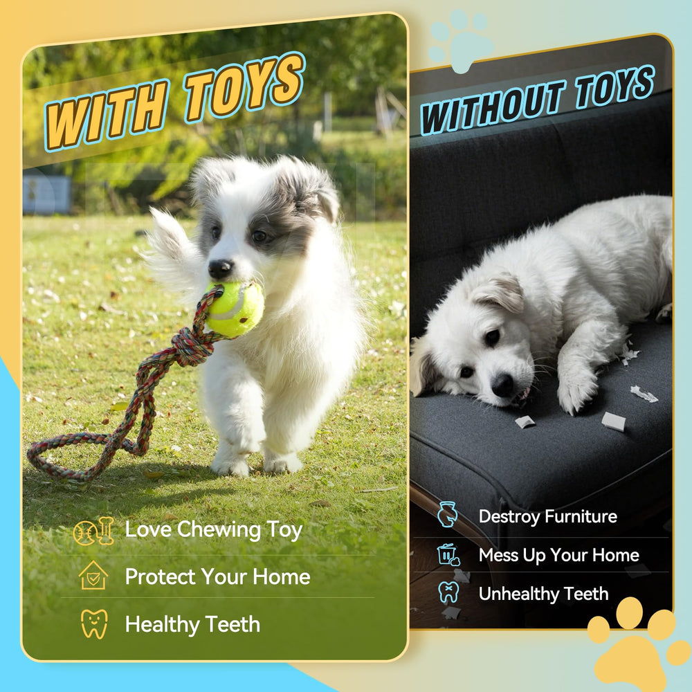 PPTAIO durable rope toy being chewed to maintenance dental comfort