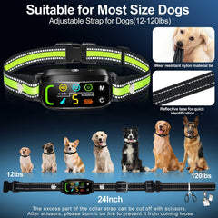 PQJDFX bark collar control panel close-up with sensitivity levels for personalized responses