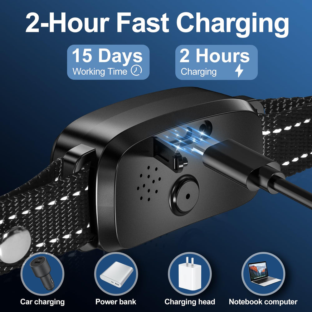 PQJDFX bark collar charging via USB-C enables quick recharging between sessions