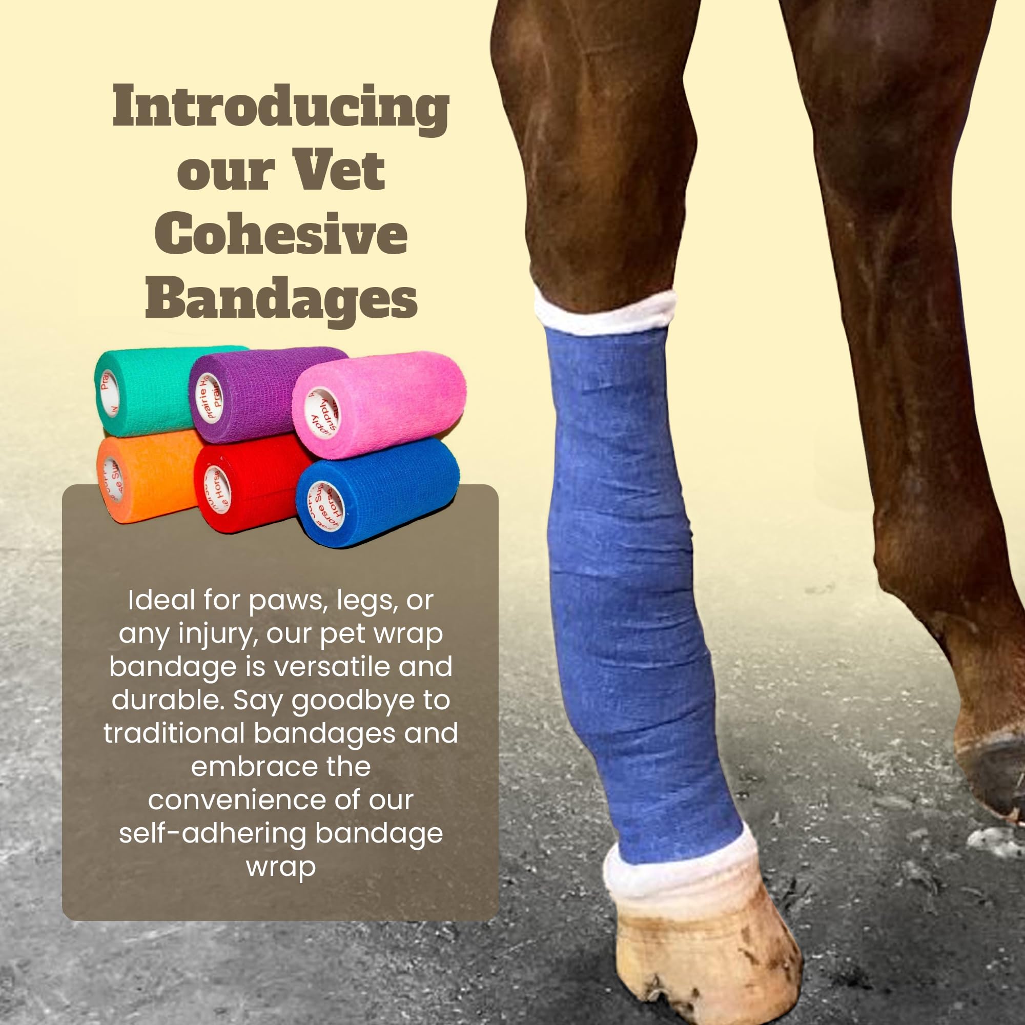 Prairie Horse Supply Vet Wrap 5-yard length offers versatile wraps
