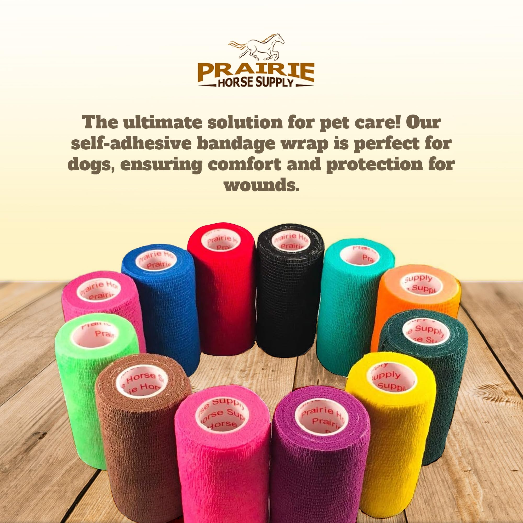 Prairie Horse Supply Vet Wrap on a dog paw wrap demonstrates secure protection without fur sticking