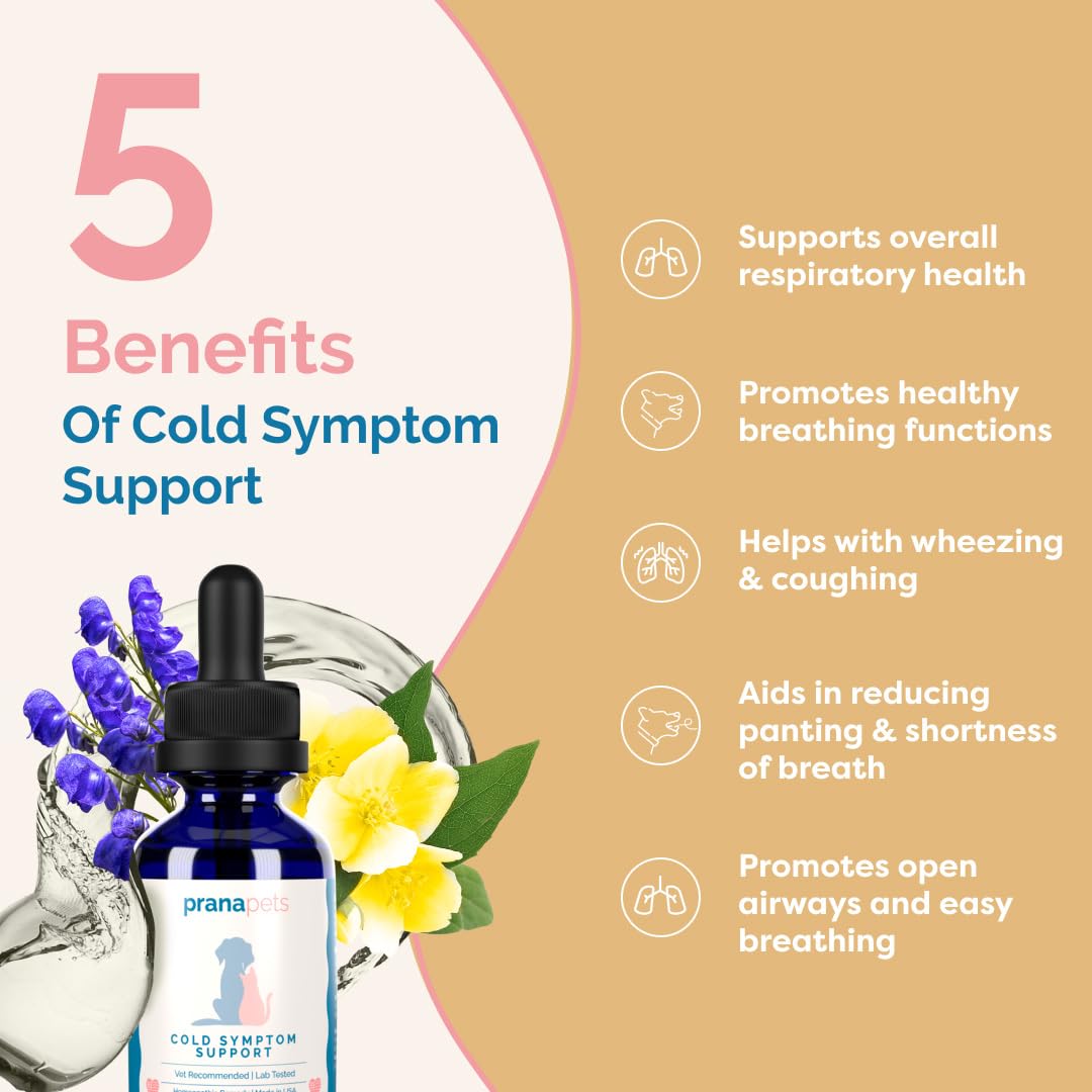 PranaPets Cold Symptom Support drops dispensing for easy dosing