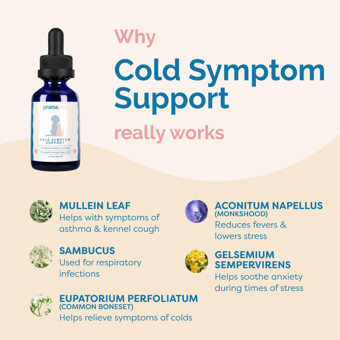 PranaPets Cold Symptom Support shown in kennel setting to ease discomfort