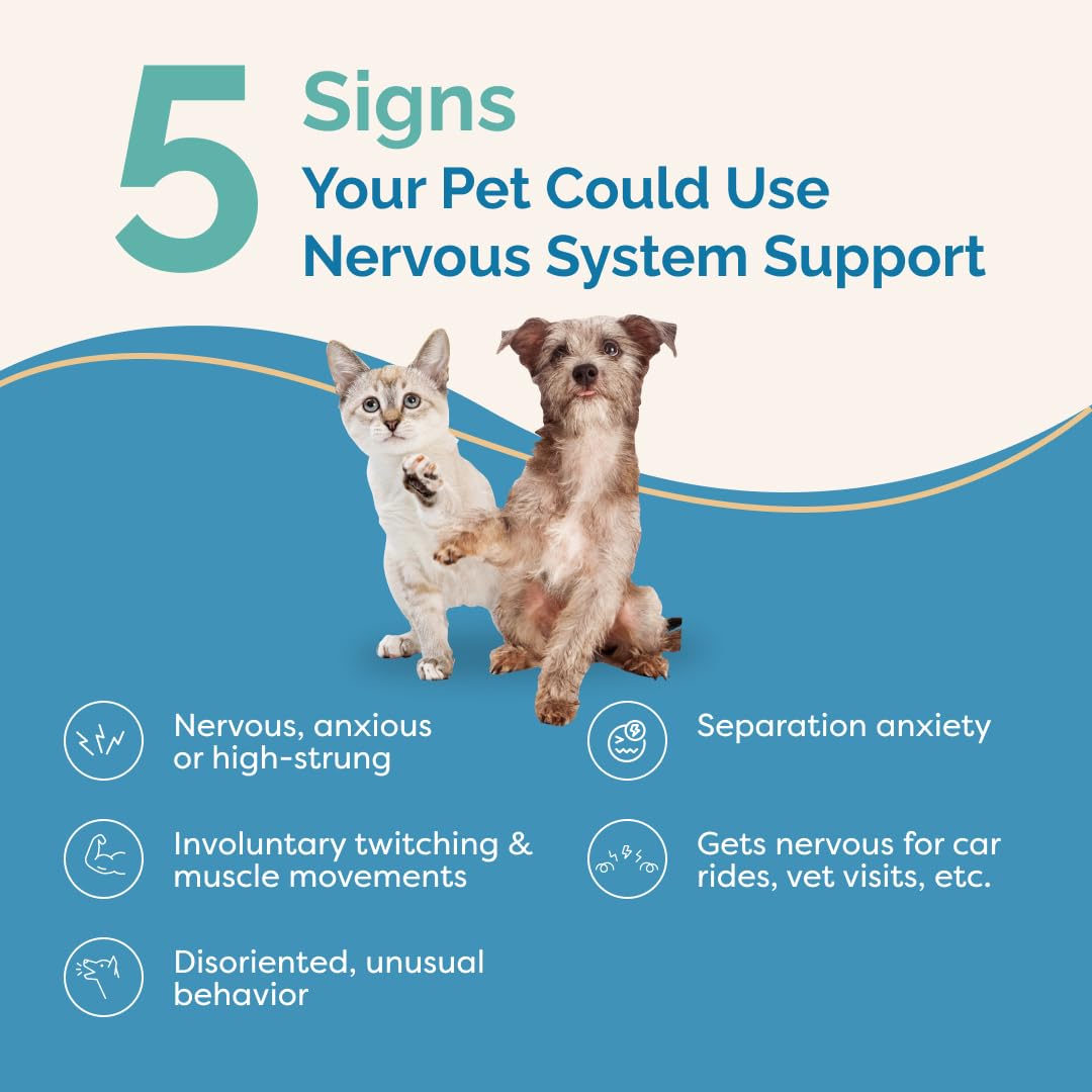PranaPets nervous system support drops ready for daily administration to pets.